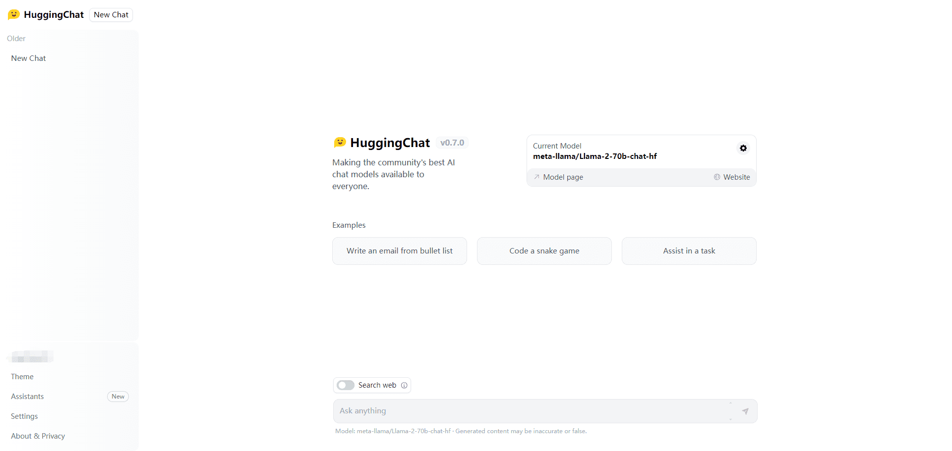 HuggingChat:Hugging Face集成的大尺寸开源模型对话界面-1 HuggingChat:Hugging Face集成的大尺寸开源模型对话界面-1