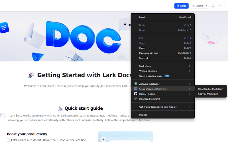 Cloud Document Converter：飞书文档下载插件，飞书云文档转换为本地Markdown格式文档