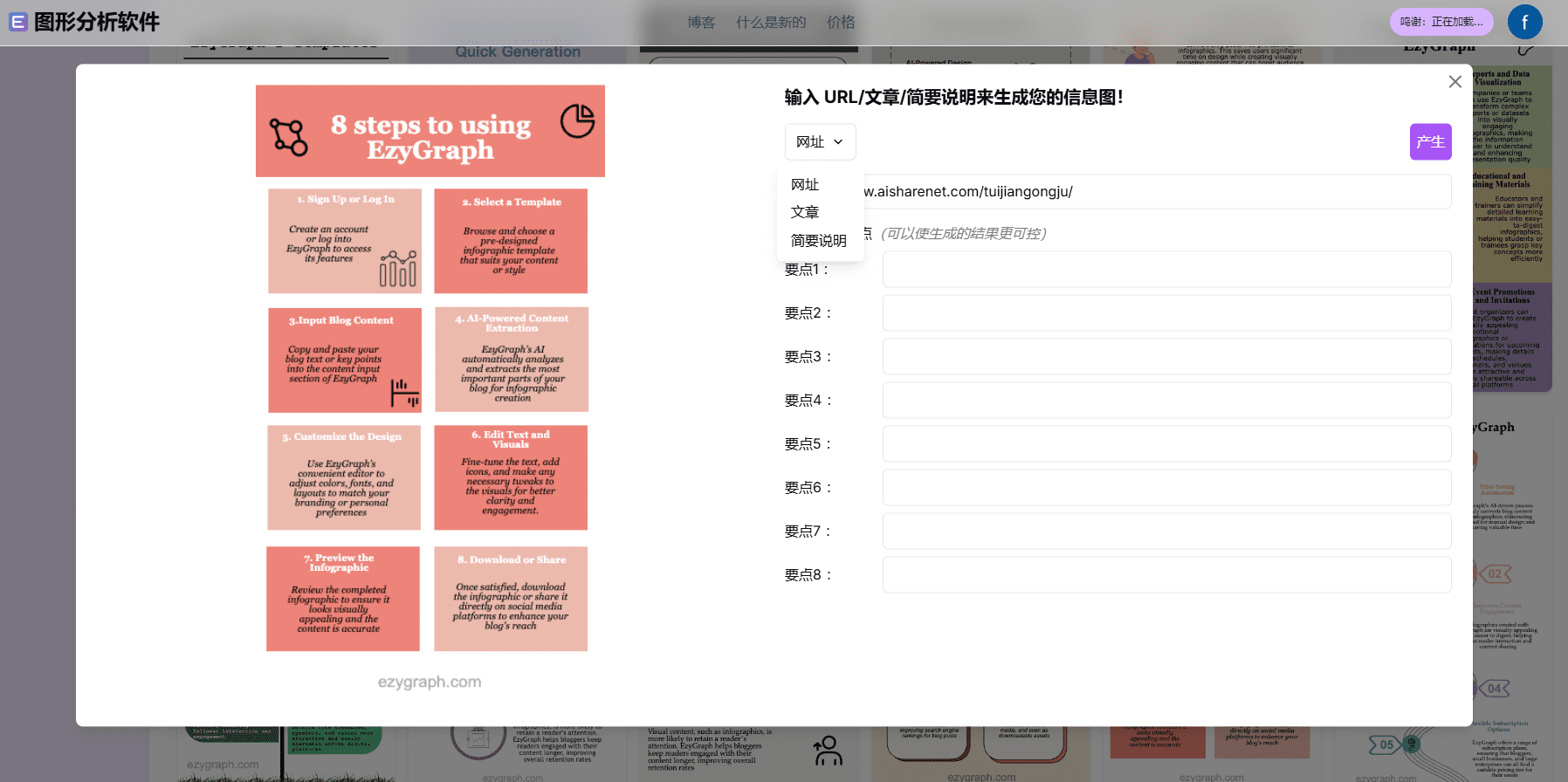 EzyGraph：AI视觉图示生成器，使用AI将博客文章转换为精美信息图示-1