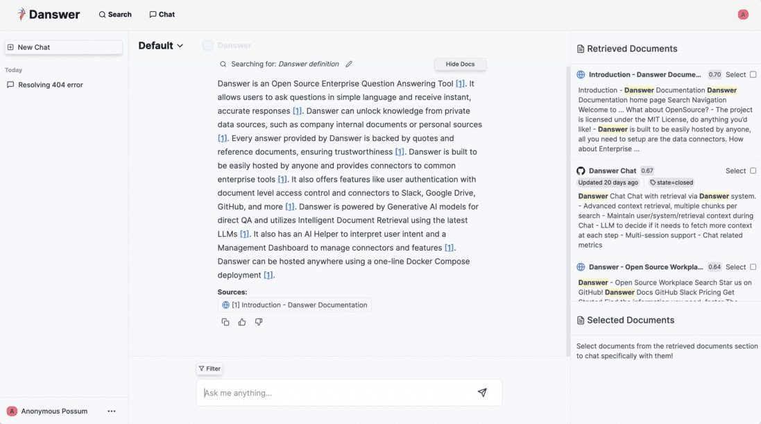 Danswer： 专注企业知识管理与文档搜索的AI助手，集成多种工作工具-1