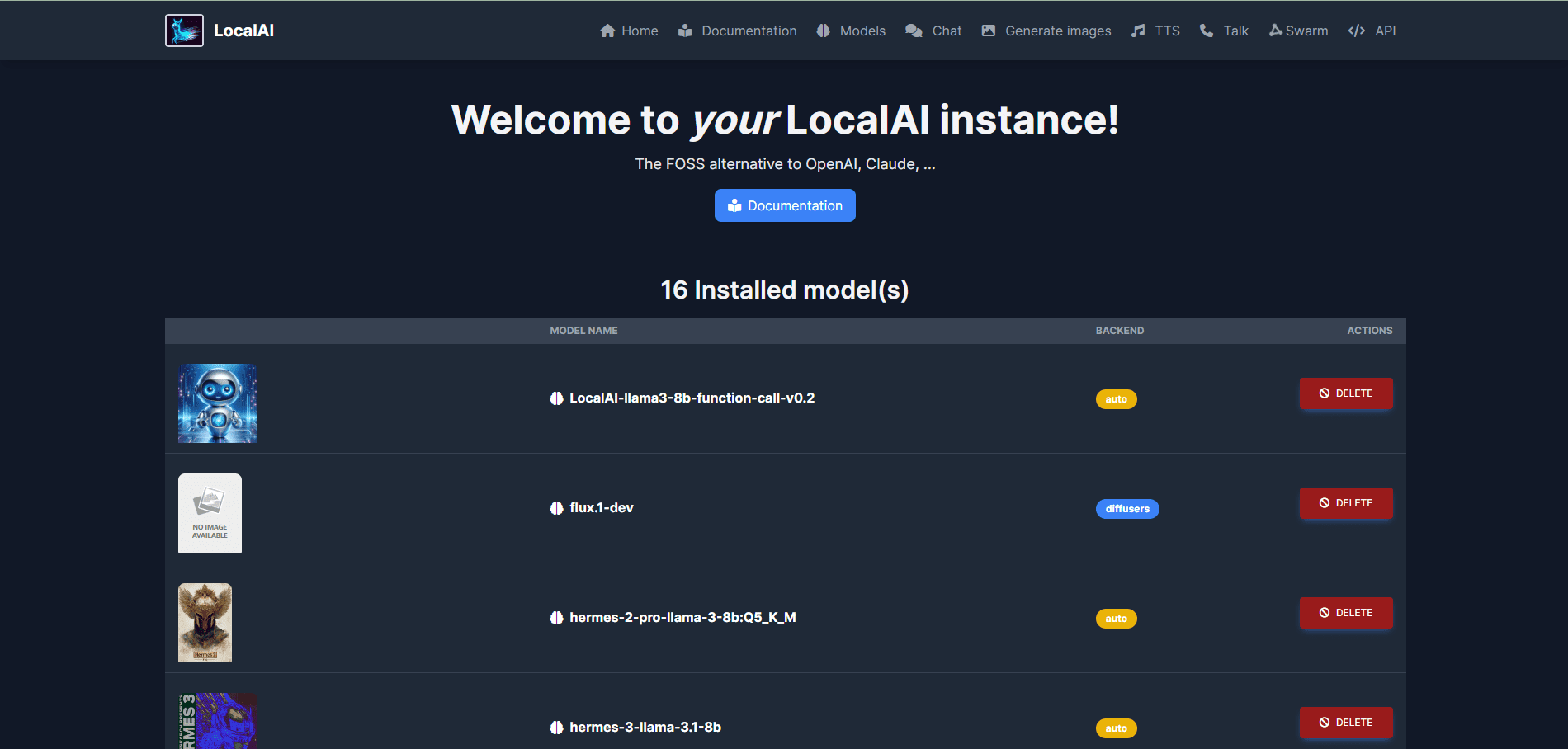LocalAI：开源的本地AI部署方案，支持多种模型架构，集成Web界面管理所有模型-1