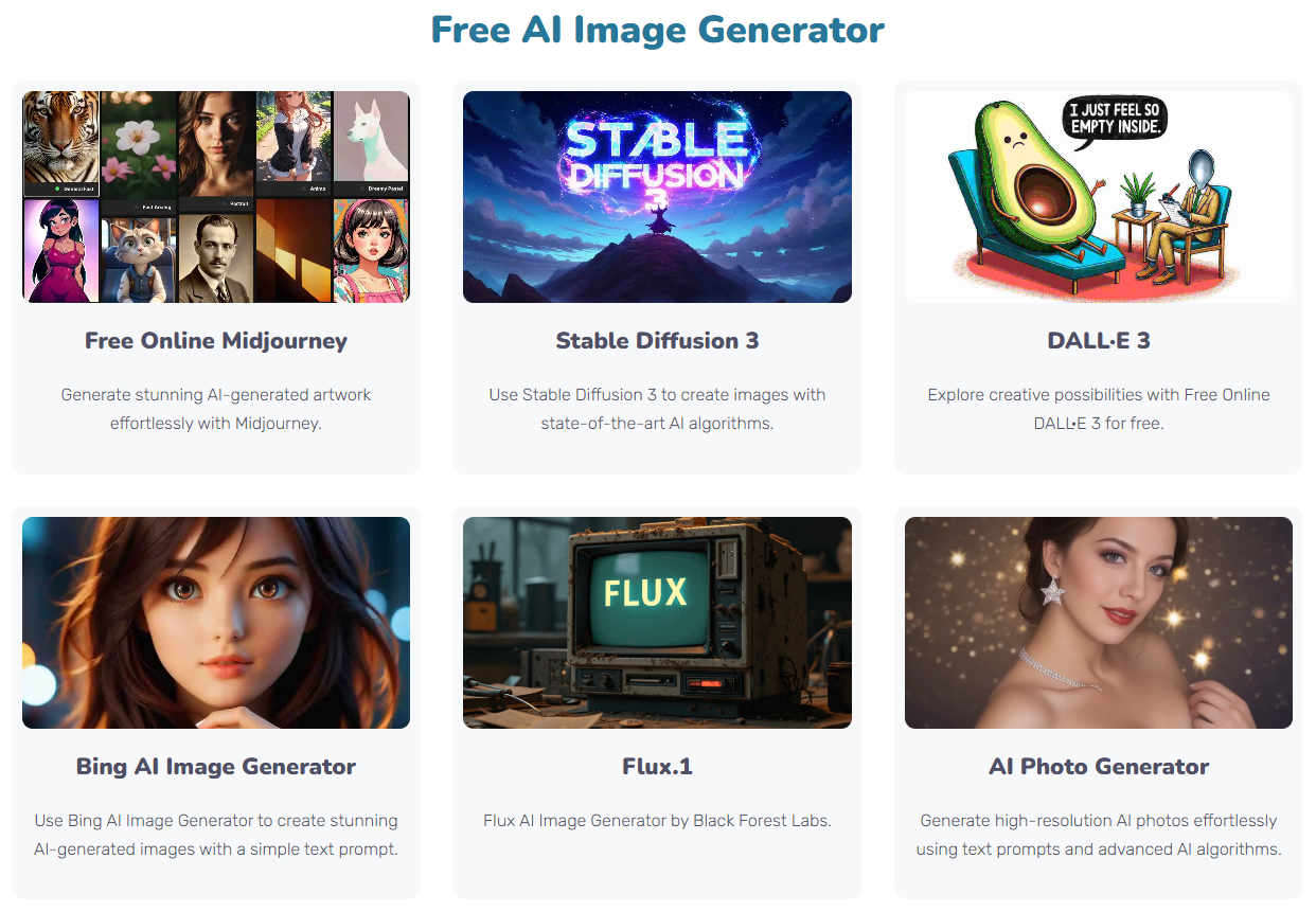 AI Art Free：在线免费AI图像生成器，支持Bing、Midjourney、SD3、DALLE3生成图片-1