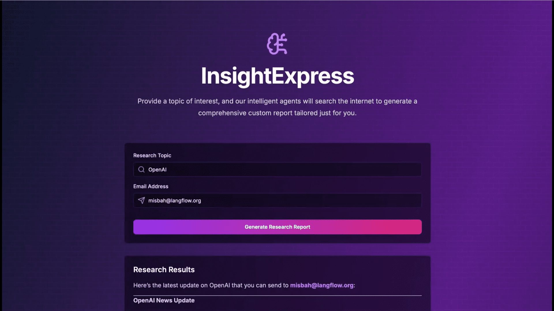 InsightExpress：生成AI驱动的研究报告并通过电子邮件发送