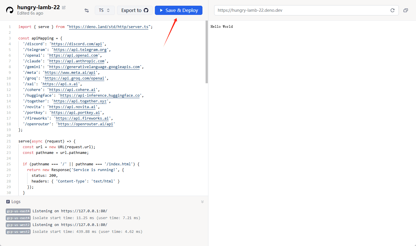 使用deno为任意大模型代理API，避免透传泄露真实IP封号-1