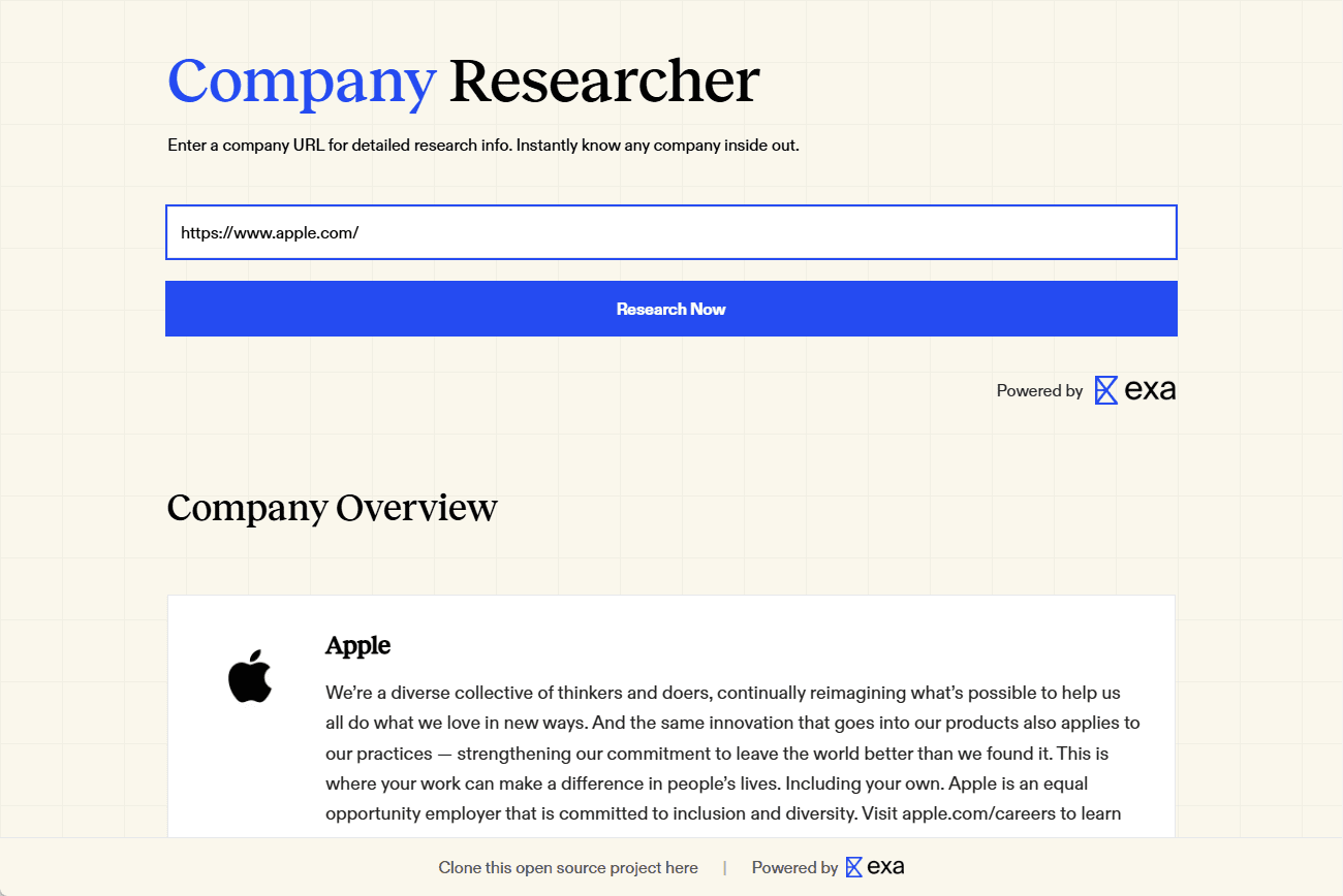 Company Researcher：公司研究工具，输入公司网址以获取详细研究信息-1