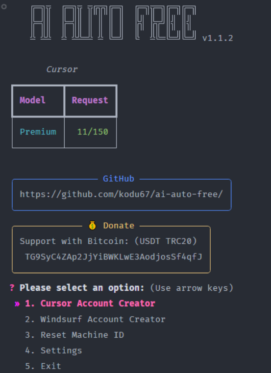 AI Auto Free：使用自动化工具无限制使用AI IDE（如Cursor和Windsurf）-1