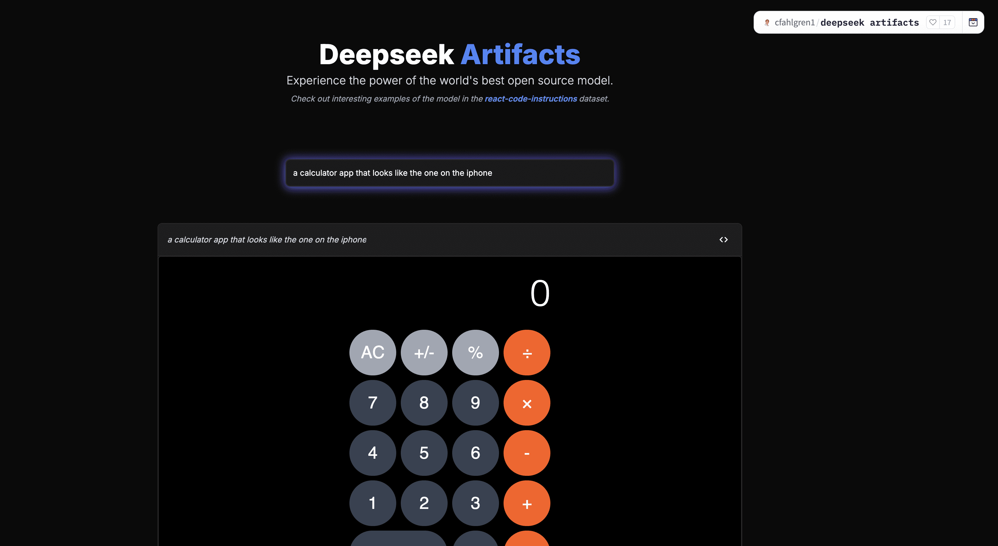 Deepseek Artifacts：使用最佳开源模型生成React代码，目标是构建公共前端代码开放数据集-1