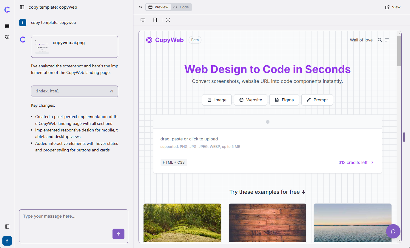 CopyWeb：将网页设计/截图转换为开箱即用的网页代码-1