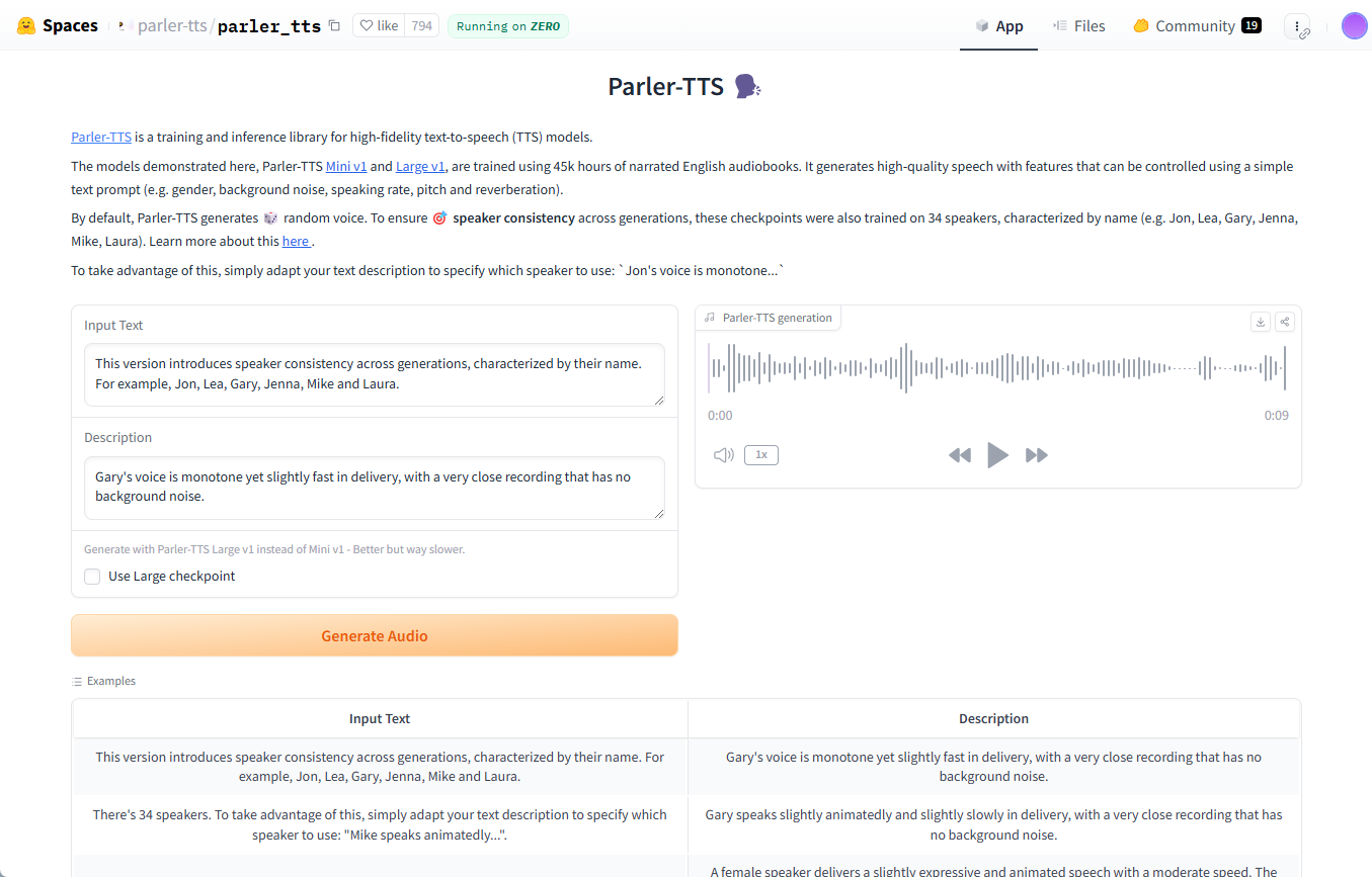 Parler-TTS：根据输入文本生成特定说话人风格的文本转语音模型-1