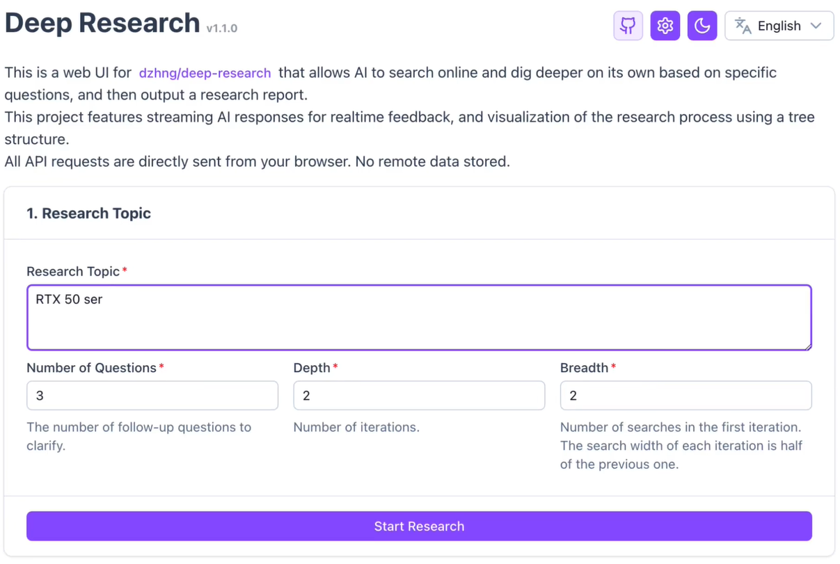 Deep Research Web UI：支持多语言深度研究的AI助手-1