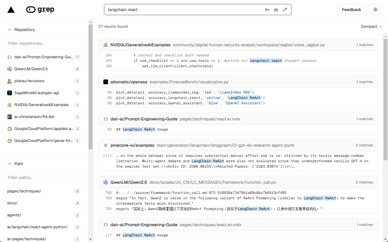 Grep：实时搜索 GitHub 代码片段的小工具，快速查找AI代码