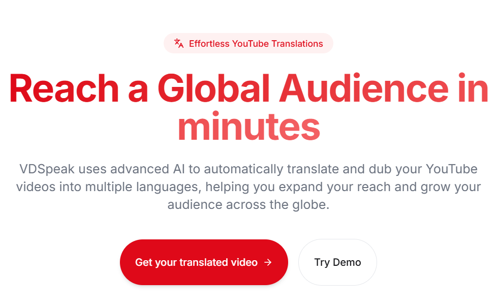 vdspeak：为YouTube视频生成多语言配音-1