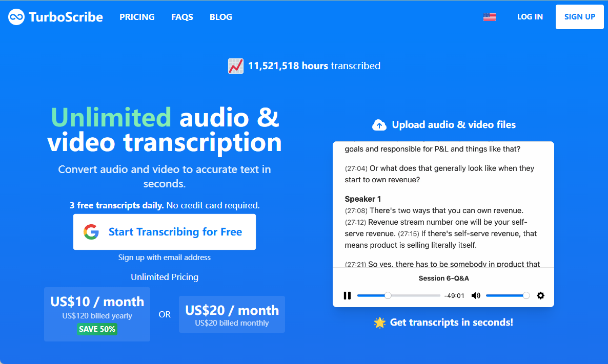 TurboScribe：快速将音频和视频转为文字的在线工具-1