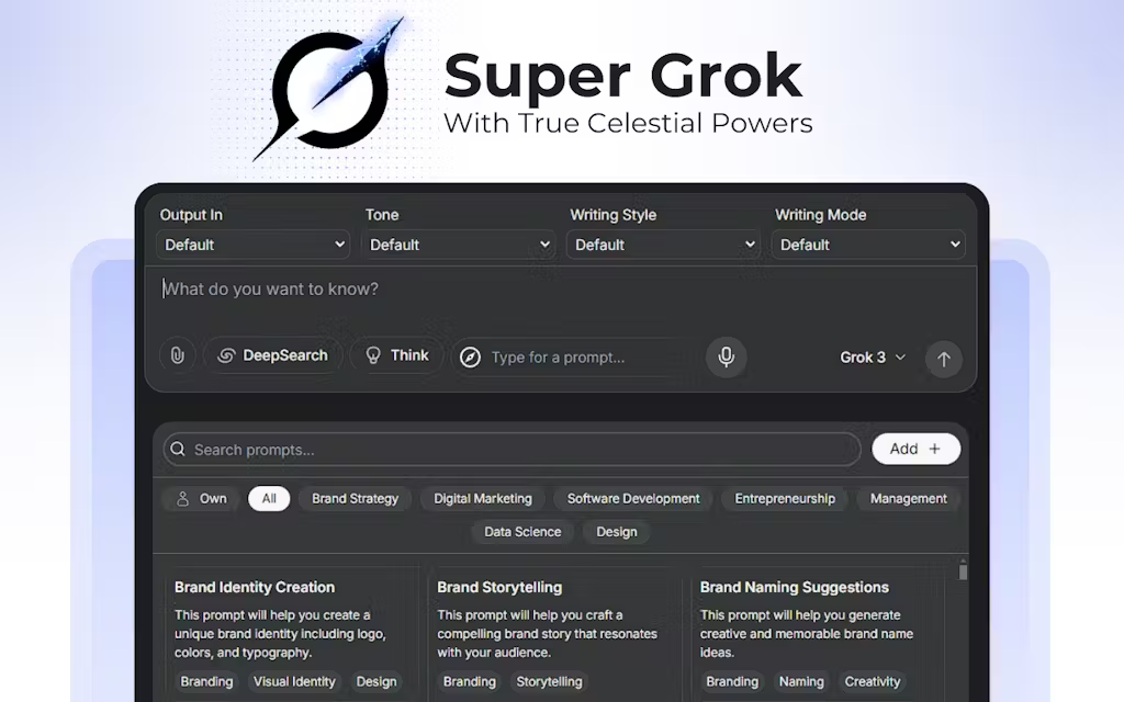 Super Grok：语音和自定义提示增强Grok功能的Chrome插件-1