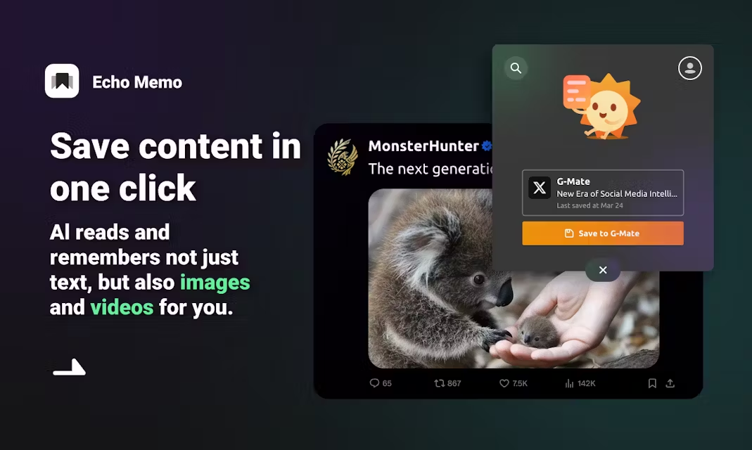 Echo Memo：用 AI 理解和搜索社交媒体内容的书签工具-1